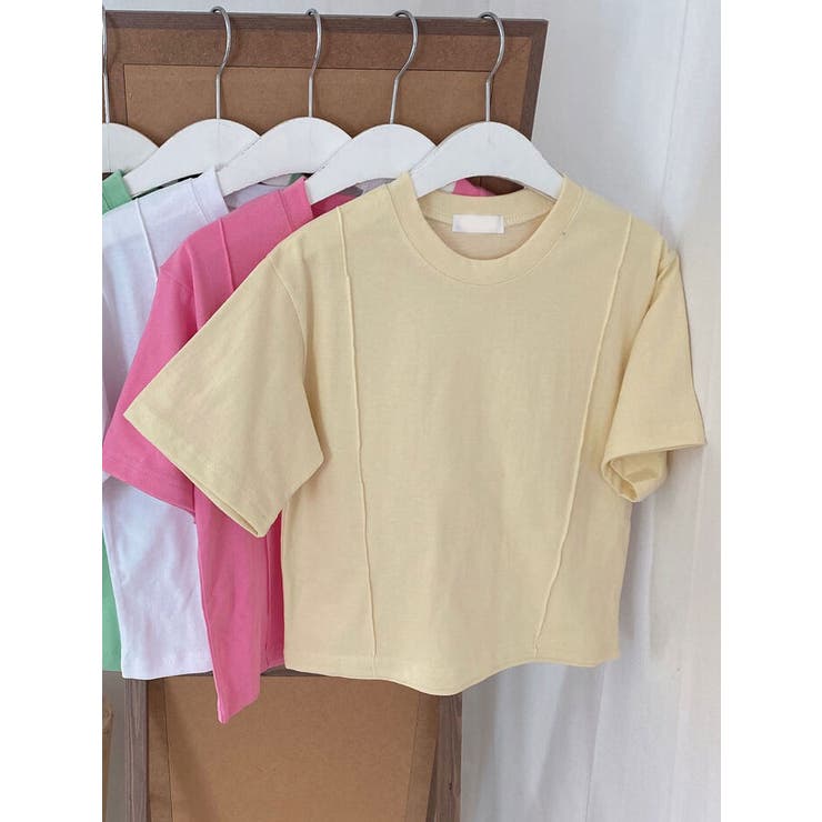 しっかりした素材のピンタック半袖tシャツ レディース クロップド丈 | VIVID LADY | 詳細画像2 