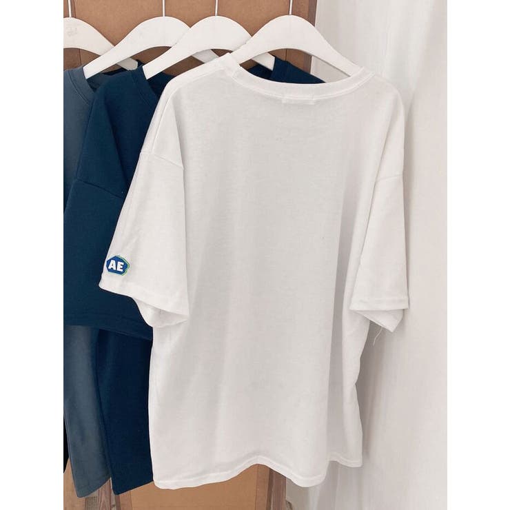 袖パッチオーバーフィット半袖Tシャツ レディース 大きいサイズ