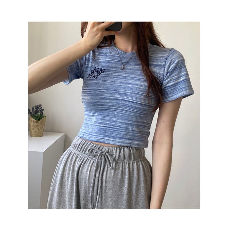 レインボーミックスストライプ柄半袖Tシャツ レディース 夏 | VIVID LADY | 詳細画像1 