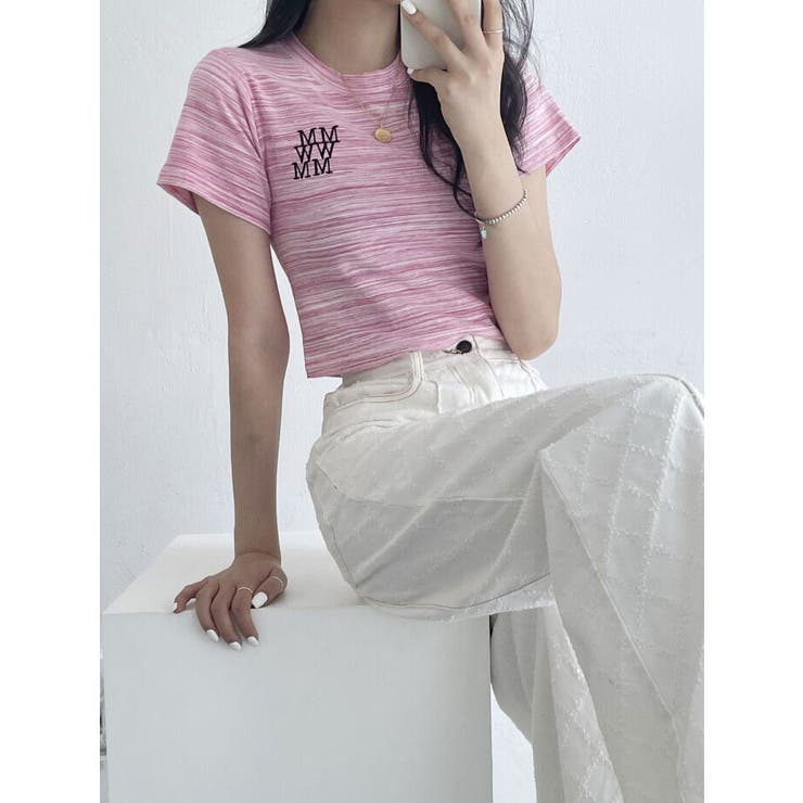 レインボーミックスストライプ柄半袖Tシャツ レディース 夏 | VIVID LADY | 詳細画像14 