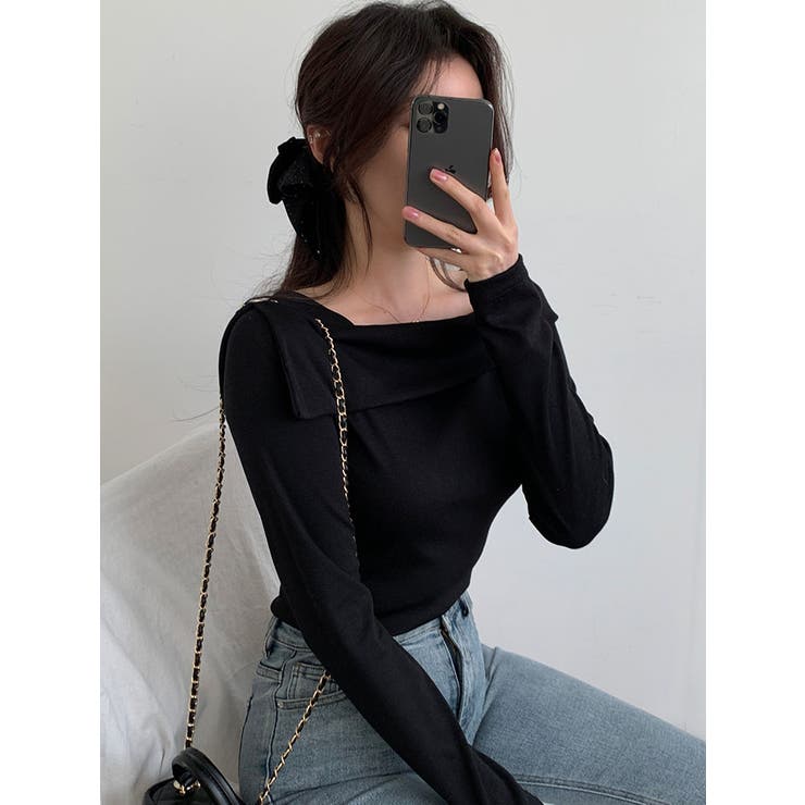 DIMMOIRE オフショルダーTシャツ ブラック DIMMOIRE オフショルダーTシャツ ブラック DIMMOIRE オフショルダーT