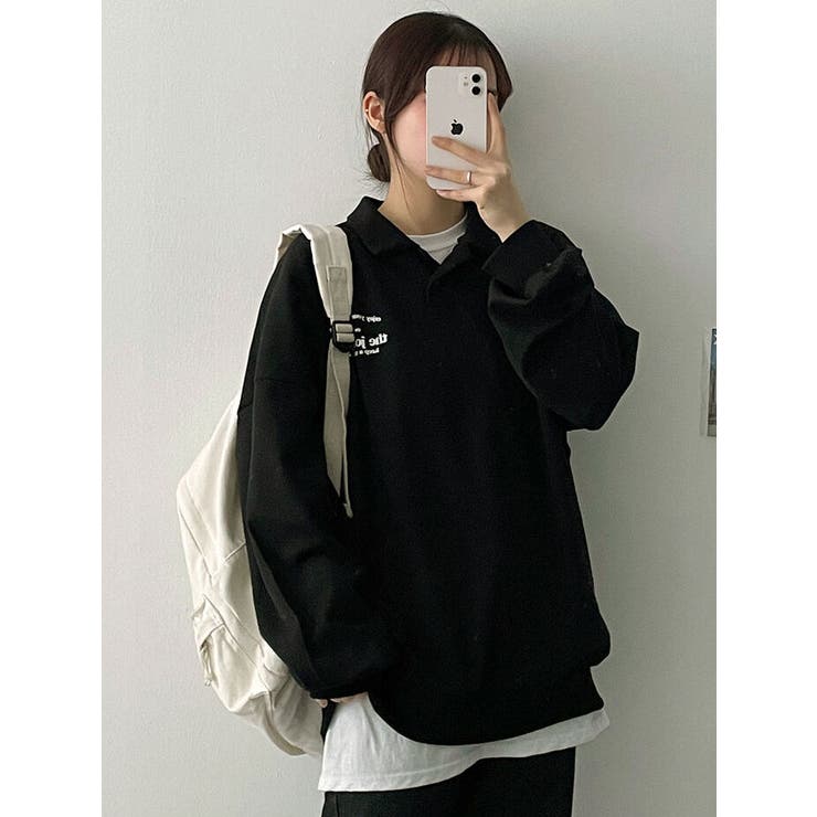 春オーバーフィット襟付きロゴ入りトレーナー 長袖トップス レディース | VIVID LADY | 詳細画像17 