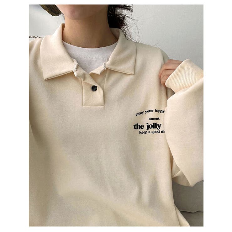 春オーバーフィット襟付きロゴ入りトレーナー 長袖トップス レディース | VIVID LADY | 詳細画像9 