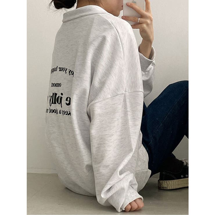 春オーバーフィット襟付きロゴ入りトレーナー 長袖トップス レディース | VIVID LADY | 詳細画像11 