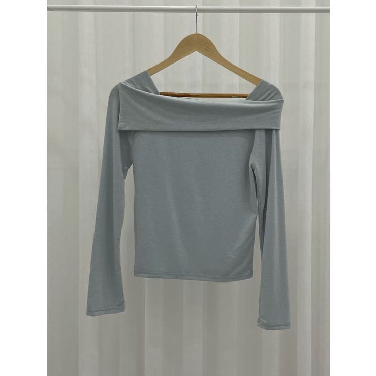 セミオフショルダー襟付きtシャツ 長袖 春トップス[品番