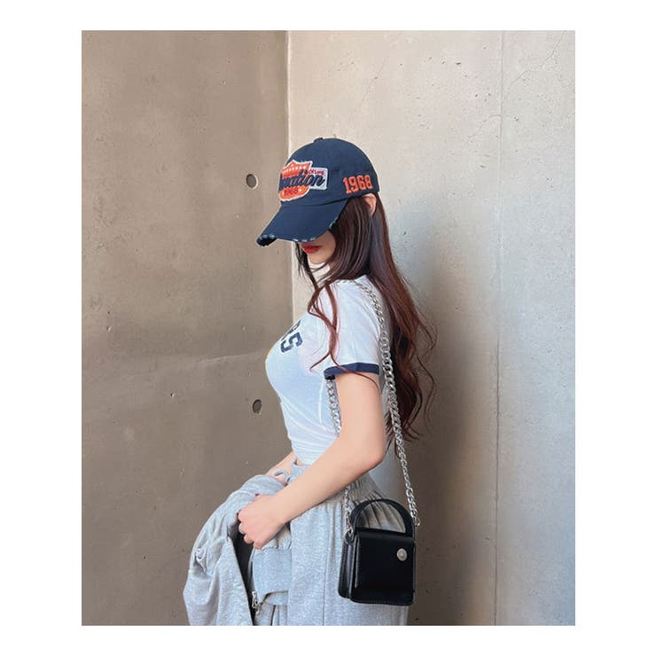スリムフィット配色ロゴ入tシャツ 半袖 tシャツ | VIVID LADY | 詳細画像4 