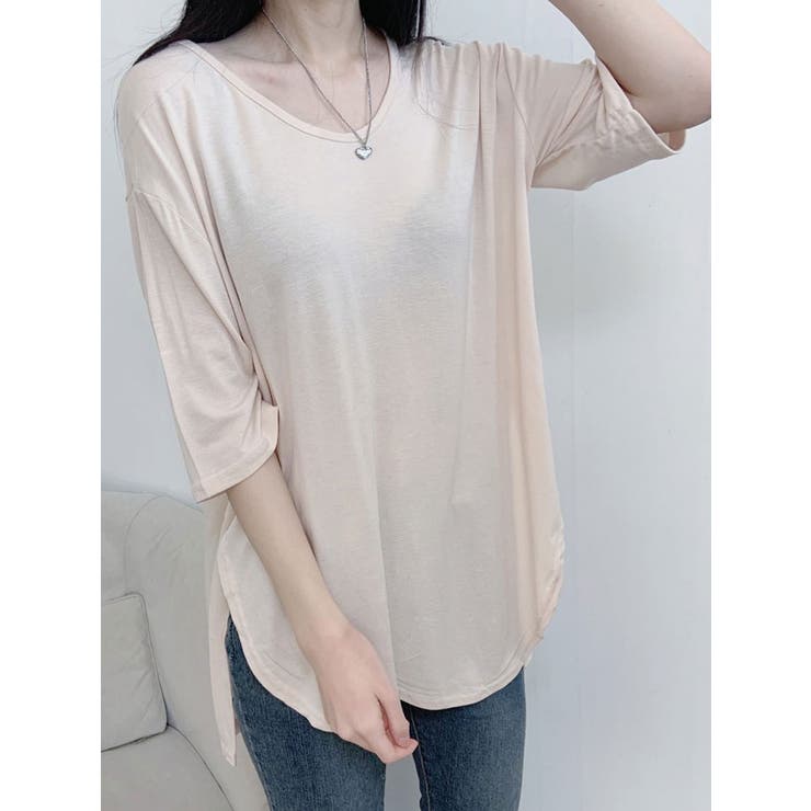 ベージュ | オーバーフィット半袖tシャツ 無地 レディース | VIVID LADY