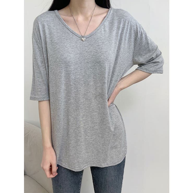 グレー | オーバーフィット半袖tシャツ 無地 レディース | VIVID LADY