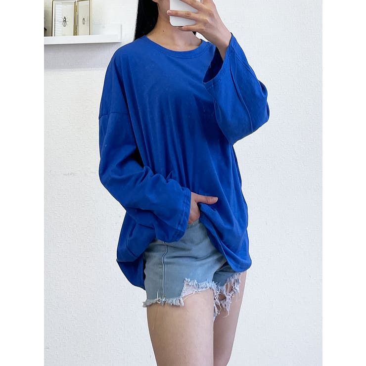 ブルー | オーバーフィットtシャツ 長袖 全8色 | VIVID LADY