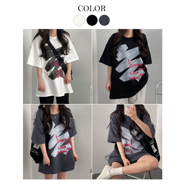 オーバーフィットロゴ入りtシャツ 半袖 Y2K[品番：KH000013825