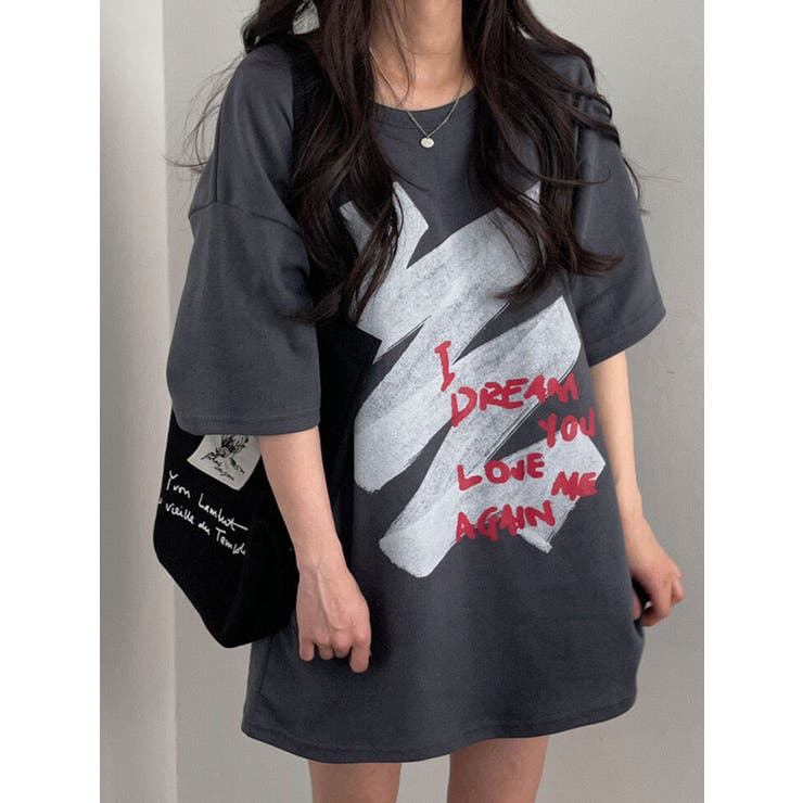 オーバーフィットロゴ入りtシャツ 半袖 Y2K[品番：KH000013825