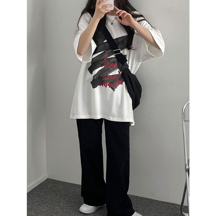 オーバーフィットロゴ入りtシャツ 半袖 Y2K[品番：KH000013825