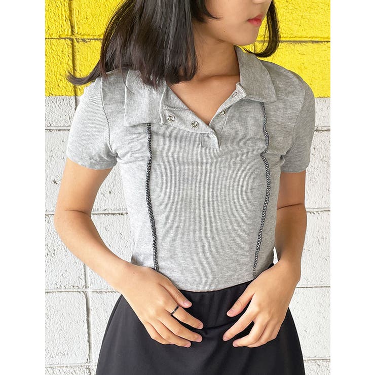 グレー | スリムフィットリブ半袖tシャツ クロップド丈 レディース | VIVID LADY