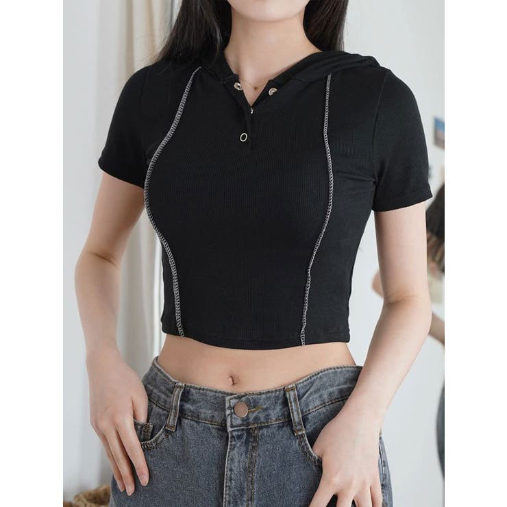 デニムブルー ポロシャツ 半袖　XL 韓国　Y2K 韓国ストリート y2k カラーウォッシュワイドデニムパンツ