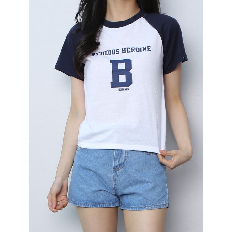 ネイビー | ロゴ入れtシャツ半袖 トップス夏 ロゴt | VIVID LADY
