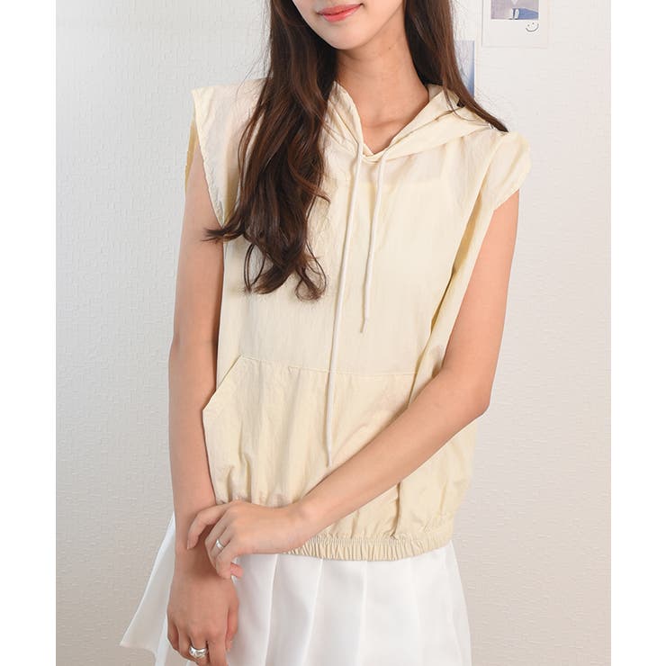 クリーム | ノースリーブパーカー レディース 夏 | VIVID LADY