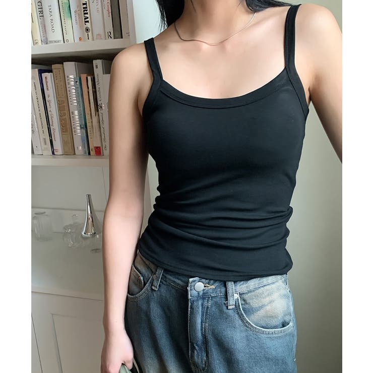 ブラック | 見せインナー キャミソール 胸カップ付き | VIVID LADY