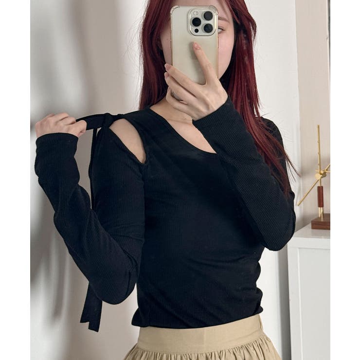 tシャツ リブカットソー リブ長袖Tシャツ | VIVID LADY | 詳細画像14 