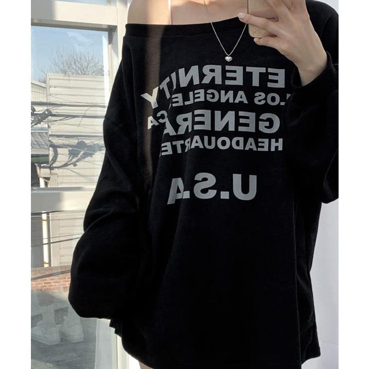 ボートネック オーバーサイズ Tシャツ[品番：KH000015265]｜VIVID LADY