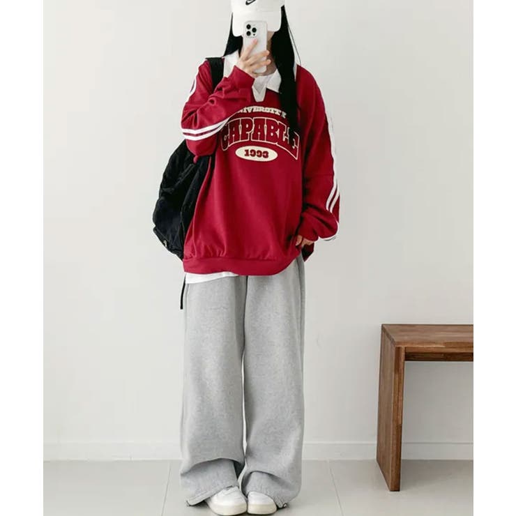 ラグランルーズロンT カラー付き オーバーサイズ[品番