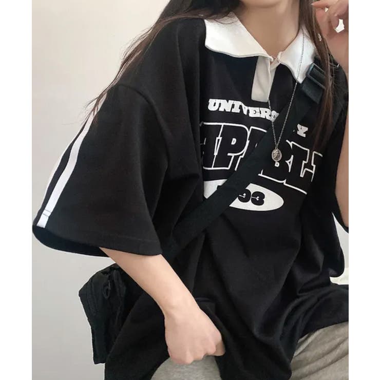 バイカラー Vネック 半袖Tシャツ[品番：KH000015391]｜VIVID