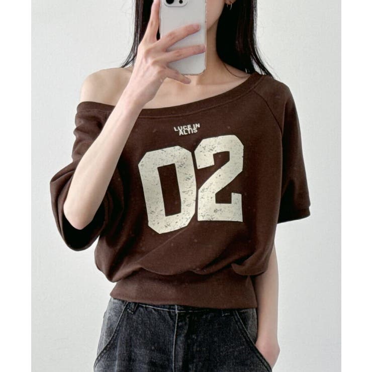 ボートネック オフショルダー 2way 半袖Tシャツ[品番