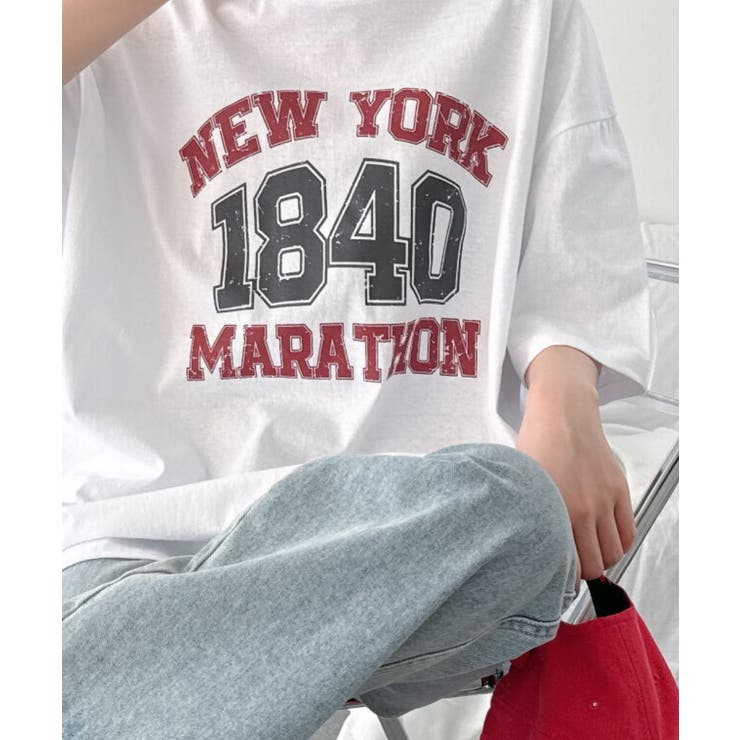 文字プリントオーバーサイズTシャツ 半袖[品番：KH000015385