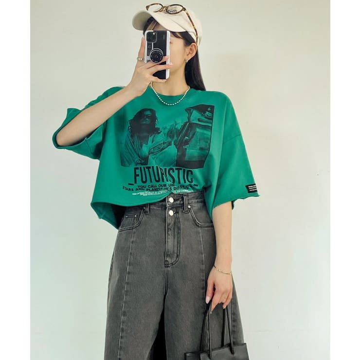 プリント 半袖Tシャツ ショート丈 | VIVID LADY | 詳細画像1 