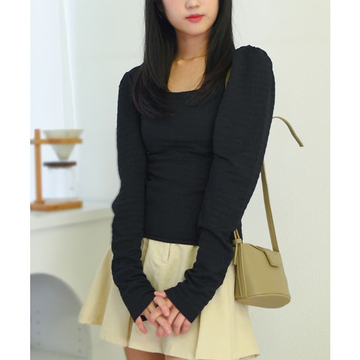 スクエアネックパフスリーブ長袖tシャツ スリムフィット トップス[品番：KH000014210]｜VIVID  LADY（ビビッドレディー）のレディースファッション通販｜SHOPLIST（ショップリスト）