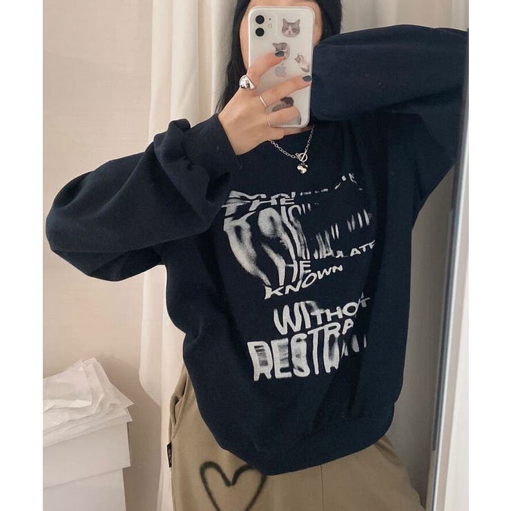 厚み感が薄く半袖とレイヤードして楽しんでもいいクルーネックトレーナー トップス | VIVID LADY | 詳細画像15 