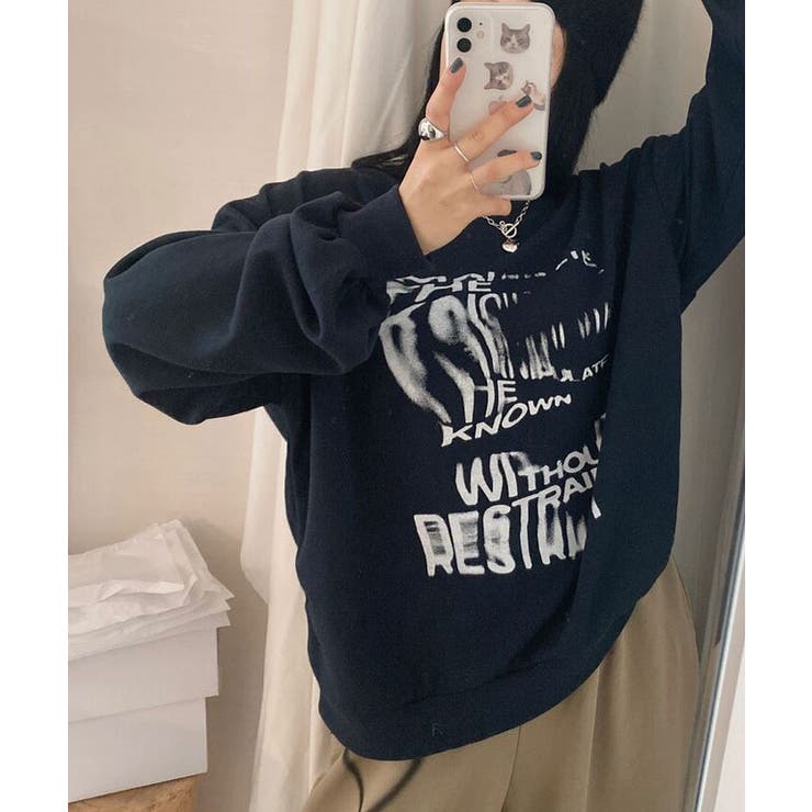 厚み感が薄く半袖とレイヤードして楽しんでもいいクルーネックトレーナー トップス | VIVID LADY | 詳細画像17 