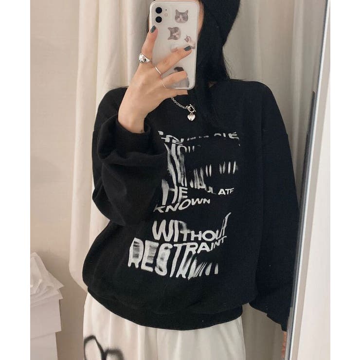 厚み感が薄く半袖とレイヤードして楽しんでもいいクルーネックトレーナー トップス | VIVID LADY | 詳細画像8 