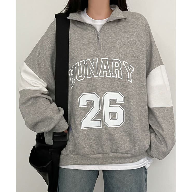 グレー | 春ロゴ入りアノラックトレーナー レディース 長袖 | VIVID LADY