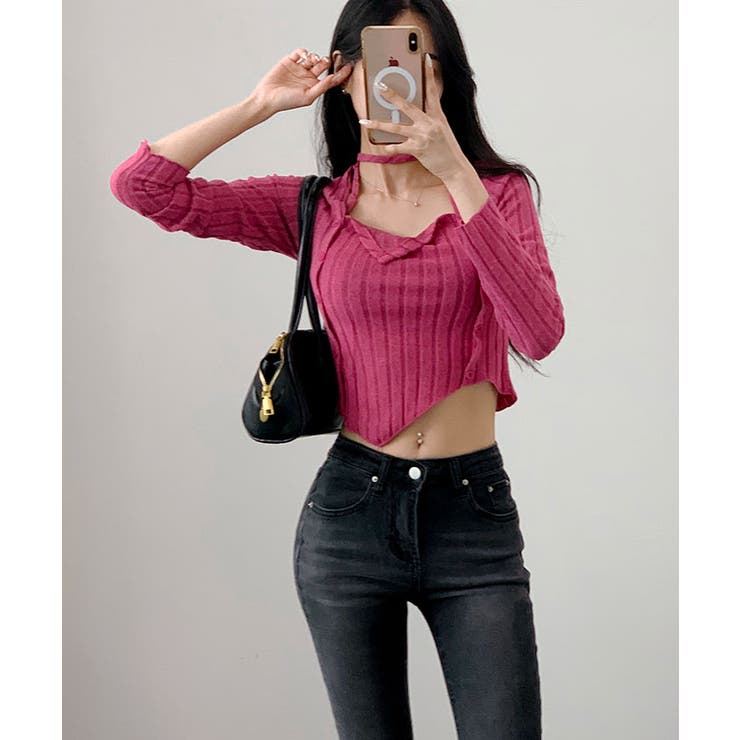 韓国ファッション レディース クロップドトップス[品番