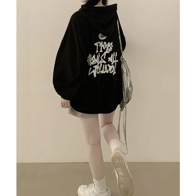 裏起毛 グラフィティロゴ オーバーサイズパーカー | VIVID LADY | 詳細画像5 