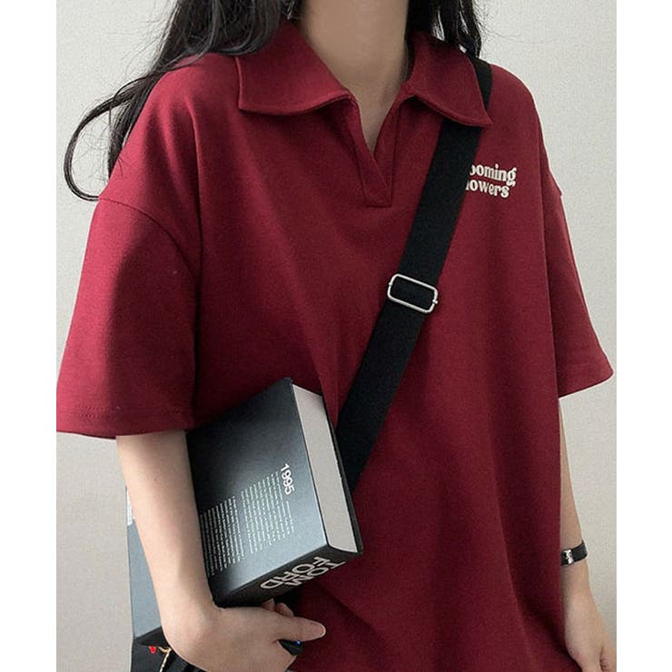 襟付きロゴ入り半袖Tシャツ レディース 夏[品番：KH000014620