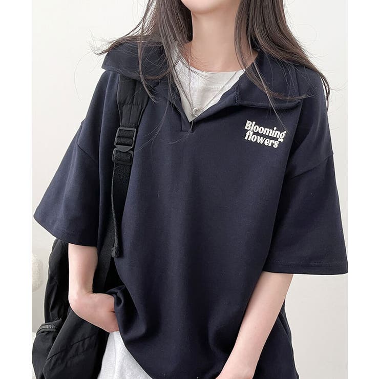 新作レディース*LV*ポケットロゴサイン入 Tシャツ 半袖 ブラック 襟付きロゴ入り半袖Tシャツ レディース 夏[品番:KH000014620