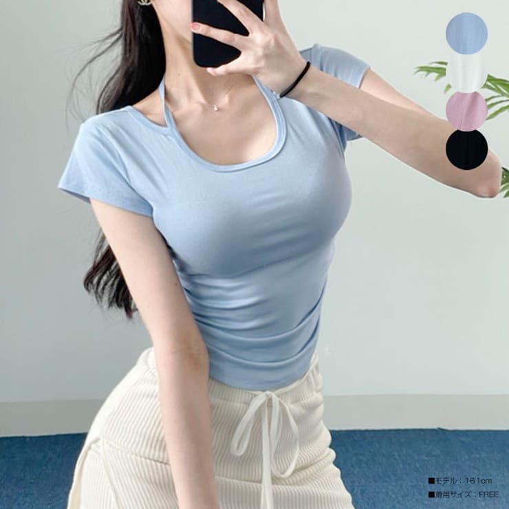 リボン付ネック半袖tシャツ レディース 半袖 | VIVID LADY | 詳細画像1 