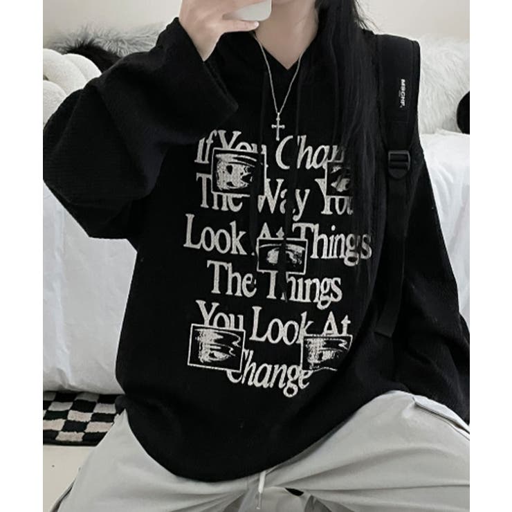 ワッフル プルオーバーパーカー フード付き トップス | VIVID LADY | 詳細画像27 