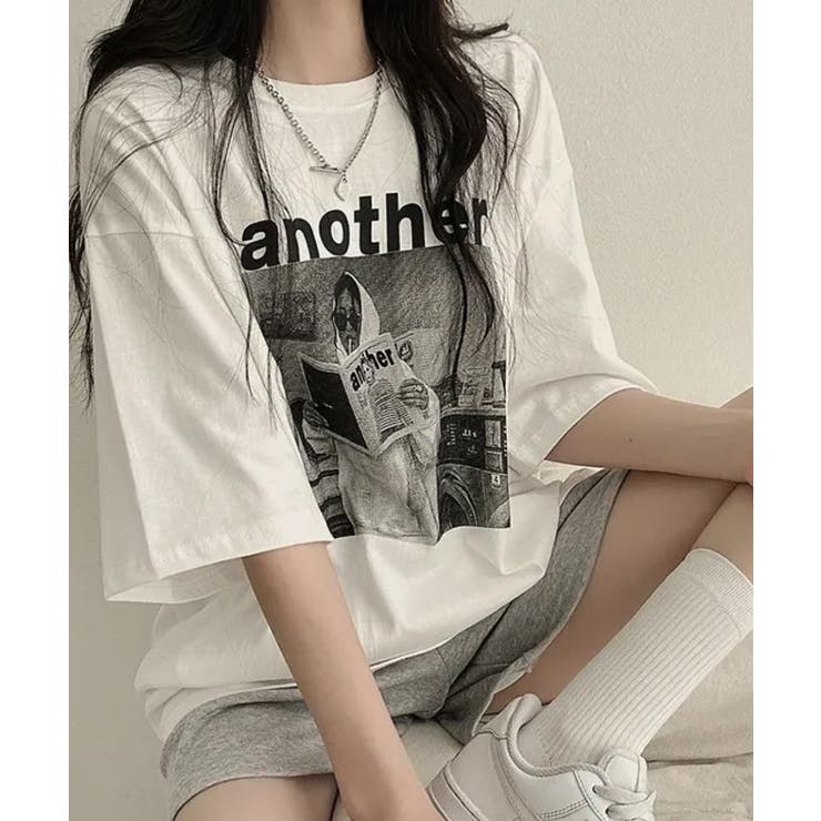 フロントプリント ボクシー 半袖Tシャツ[品番：KH000015531