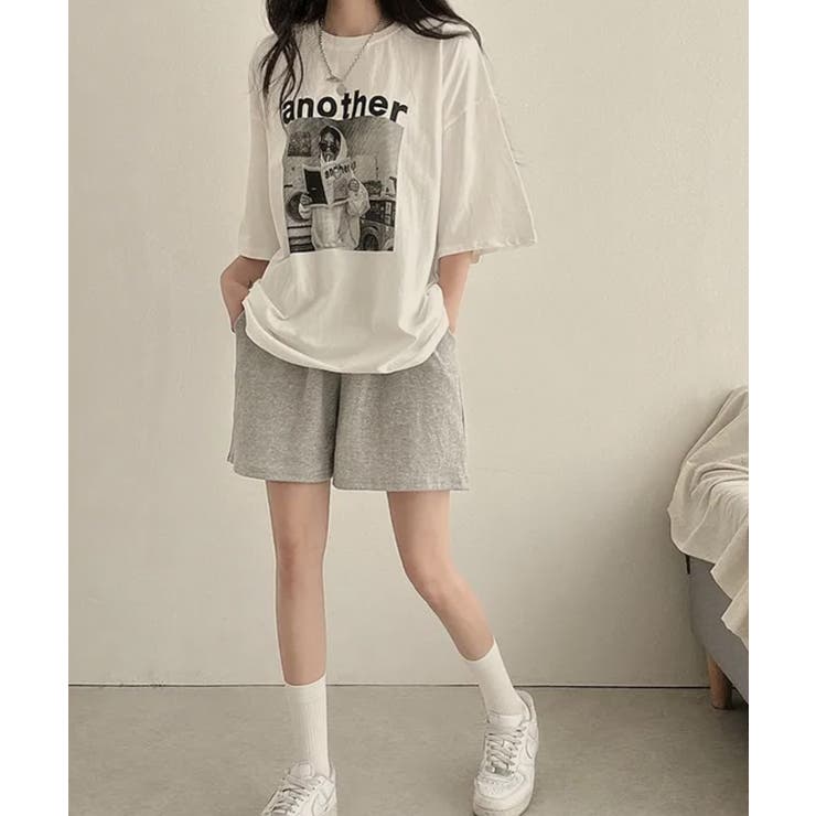 フロントプリント ボクシー 半袖Tシャツ[品番：KH000015531
