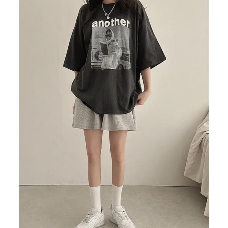 tシャツ ボクシー半袖Ｔシャツ レディース 半袖ボクシーラウンドネックプリントTシャツ | レディース