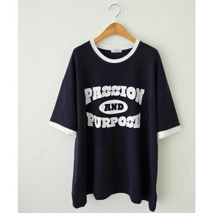 配色ライン オーバーサイズTシャツ[品番：KH000015580]｜VIVID