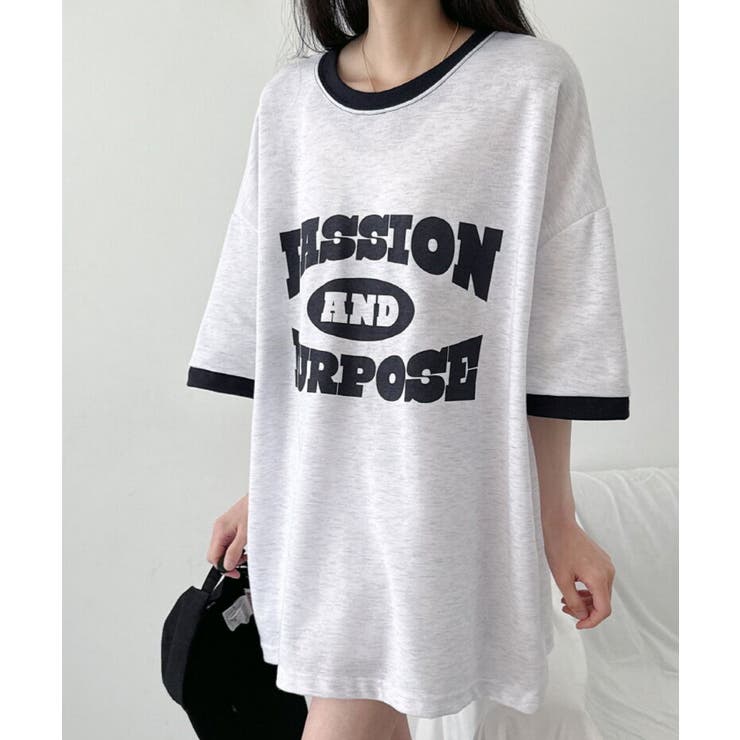 tシャツ 配色ポケットTシャツ レディース ロゴ Tシャツ 配色 レディース トップス フォトプリント・(80