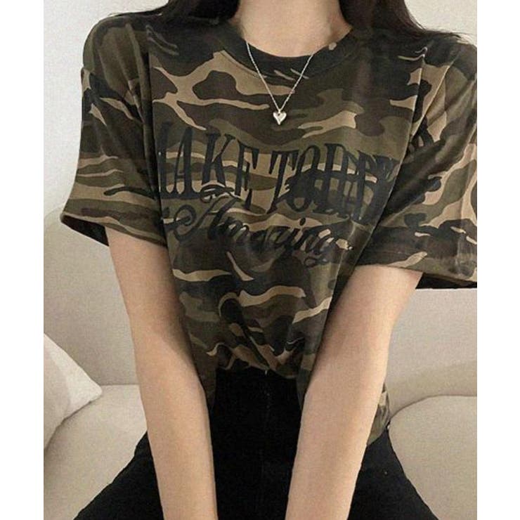 カモフラ クロップド 半袖Tシャツ[品番：KH000015574]｜VIVID