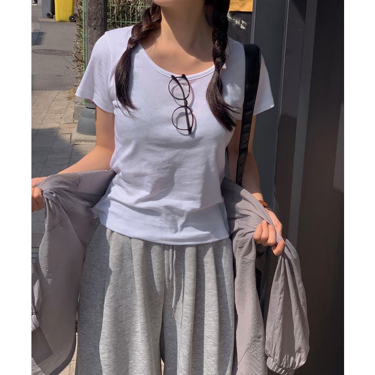 クルーネック シンプル半袖Tシャツ | VIVID LADY | 詳細画像12 