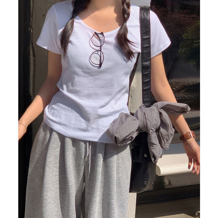 クルーネック シンプル半袖Tシャツ | VIVID LADY | 詳細画像7 