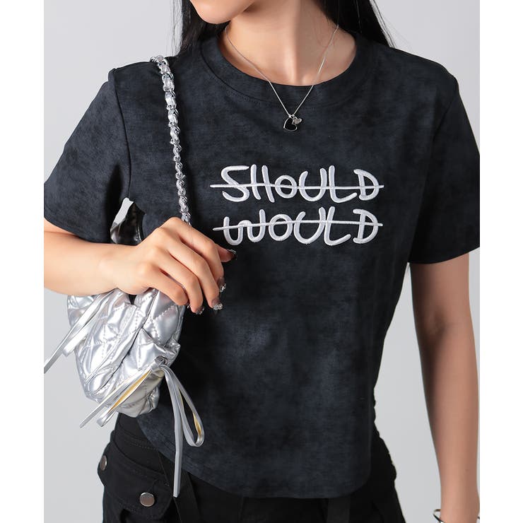 ビンテージライク 英字刺繡入り 半袖Tシャツ | VIVID LADY | 詳細画像15 