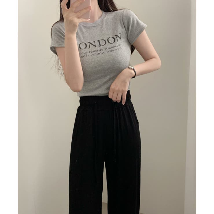 英字プリントタイト半袖Tシャツ | VIVID LADY | 詳細画像6 