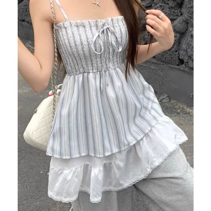 GOLDS♡初期デザイン♡ドット柄キャミトップス♡2点セット♡ホワイト×ブラック 送料無料!ツイードセットアップドレス/オープンカット/2ピース